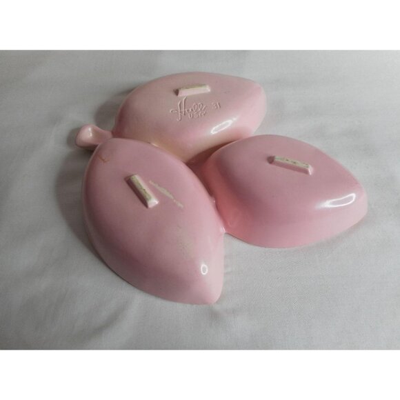 Vtg Pink / white Hull Pottery Leaf Trinket Dish - Picture 2 of 5